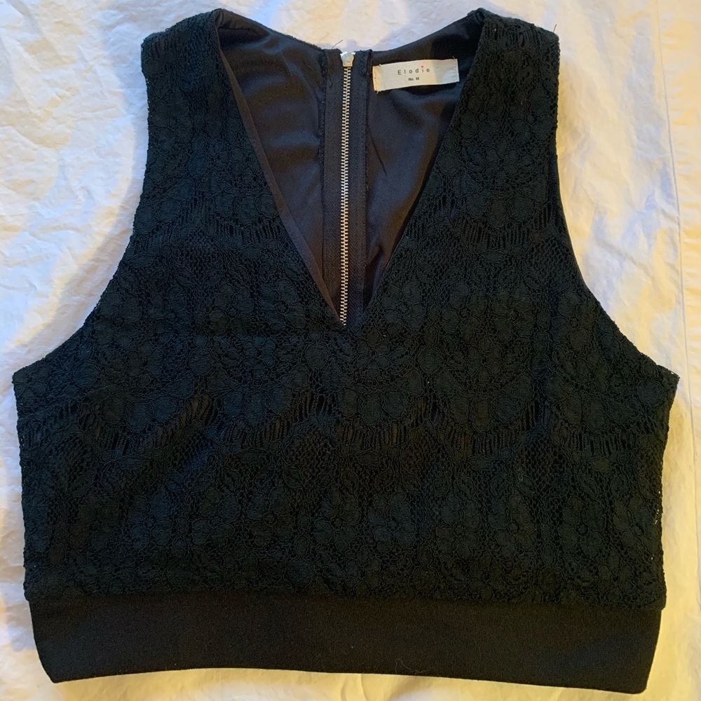 Black lace crop top tank top